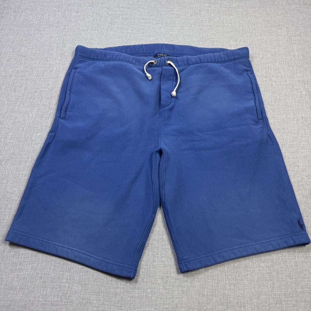 Polo Ralph Lauren Fleece Sweat Shorts Mens 42 Blue 12" Inseam Cotton Polyester